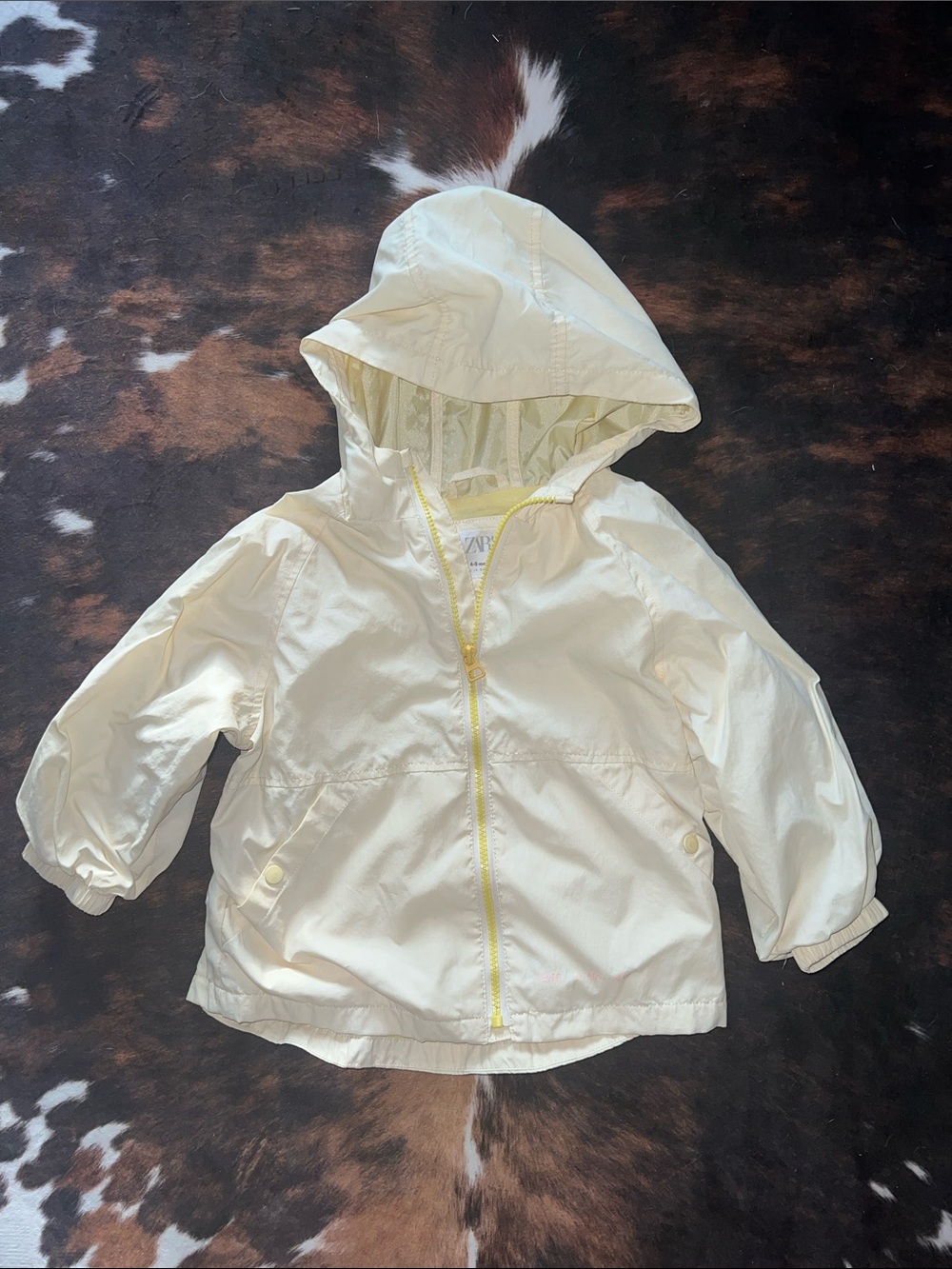 Zara yellow Hooded Kids Raincoat with Yellow Zipper
